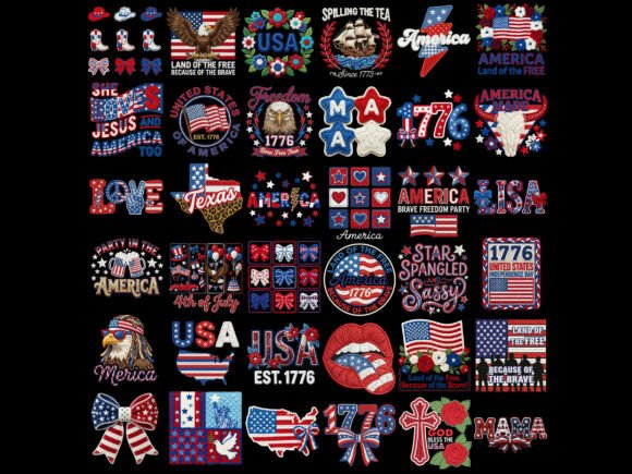 4th of July Bundle: Patriotic Tshirt PNG Graphics for Creators