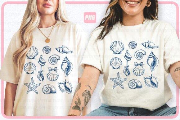 Coastal Elegance: The Summer PNG Coquette Seashell Doodles SVG