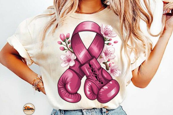 Empower Your Designs: The Breast Cancer with Boxing Gloves PNG