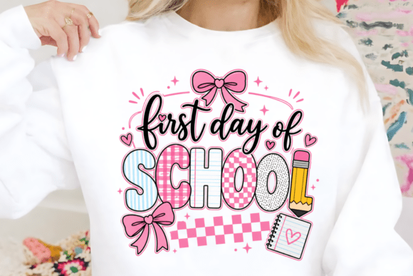First Day of School PNG, Back to School: A Coquette Design Asset