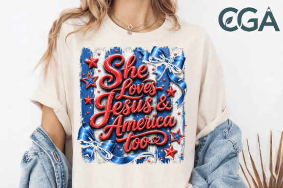 She Loves Jesus and America Too PNG: Faith, Freedom, and Flair