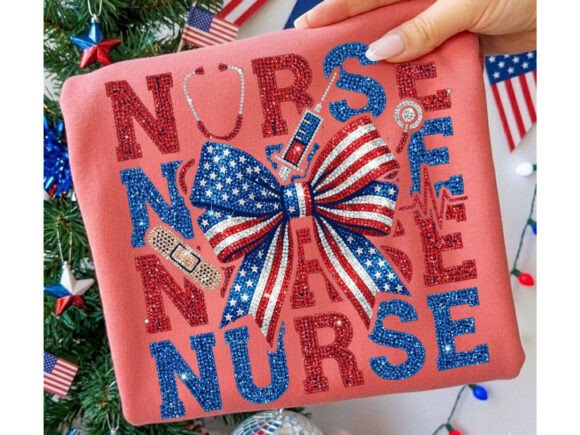 Stacked Nurse Bow Rhinestone Tshirt: A Bold Healthcare Pride Design